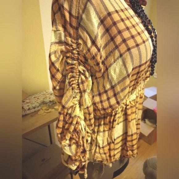 Free People, NWT, Retails $118; Peach Tree Combo Shirt, Boho - Picture 3 of 6